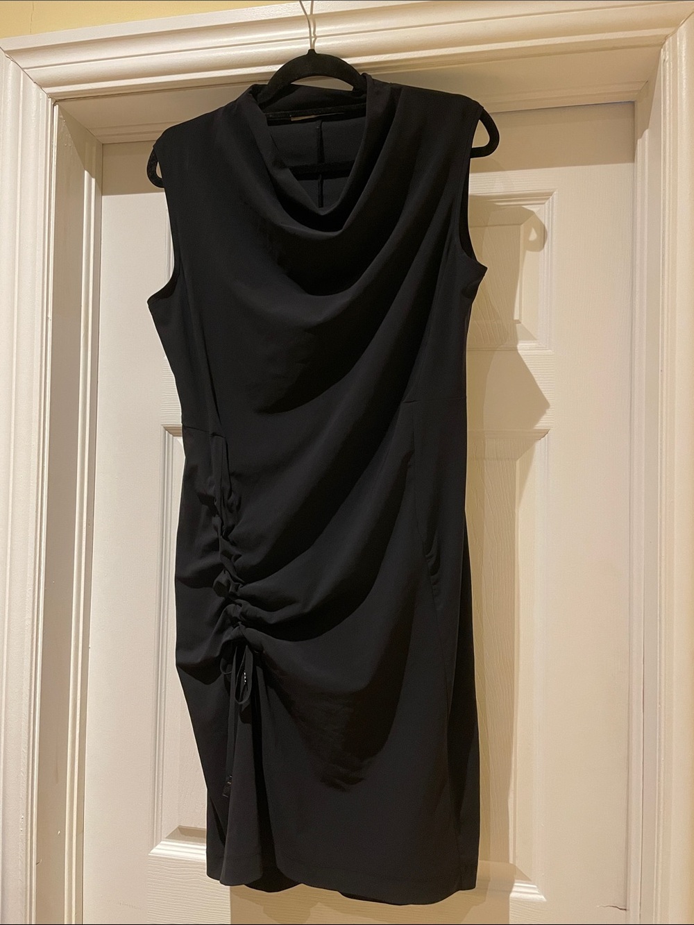 Marithe Francois Girbaud Black Rushed Cowl Dress Y2K Avant Garde Sz M